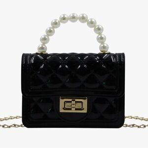 Pearl Handle Quilted Mini Bag W/Chain Shoulder Strap